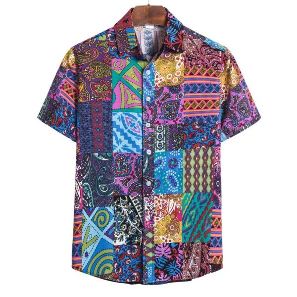 Purple Button-Up Short Sleeve Collared Shirt - Image 5