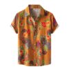 Tropical Short Sleeve Button Up Collared Shirt in Orange - Image 4