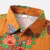 Tropical Short Sleeve Button Up Collared Shirt in Orange - Image 2