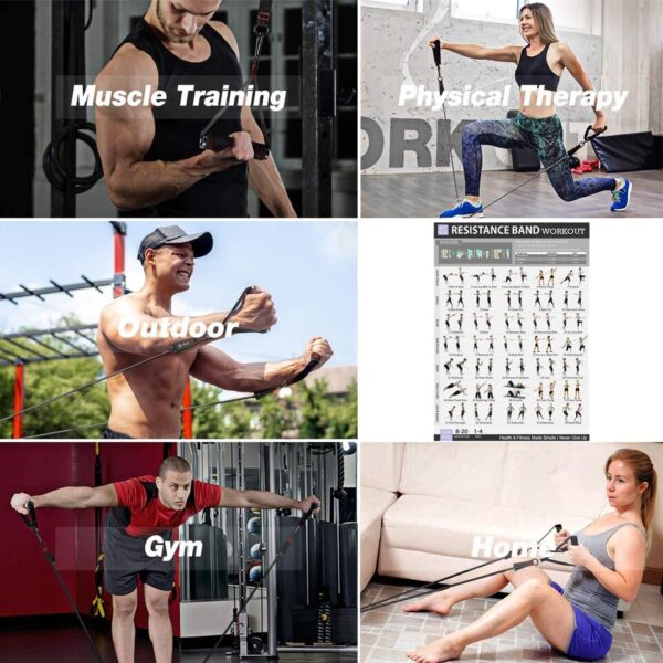 300lb Fitness Booty Resistance Elastic Band Workout for Training Home Exercise Sport Gym Dumbbell Harness Set Expander Equipment - Image 18