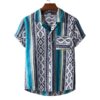 Geometric Camisa Button Up Short Sleeved Collared Shirt - Image 6