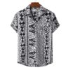 Geometric Camisa Button Up Short Sleeved Collared Shirt - Image 5