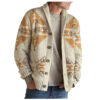Khaki Creative Printed Long-Sleeve Cardigan