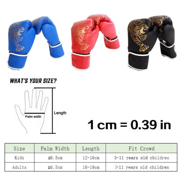1 Pair Adults Kids Children Boxing Gloves Flame Mesh Breathable PU Leather Training Fighting Gloves Sanda Boxing Training Gloves - Image 5