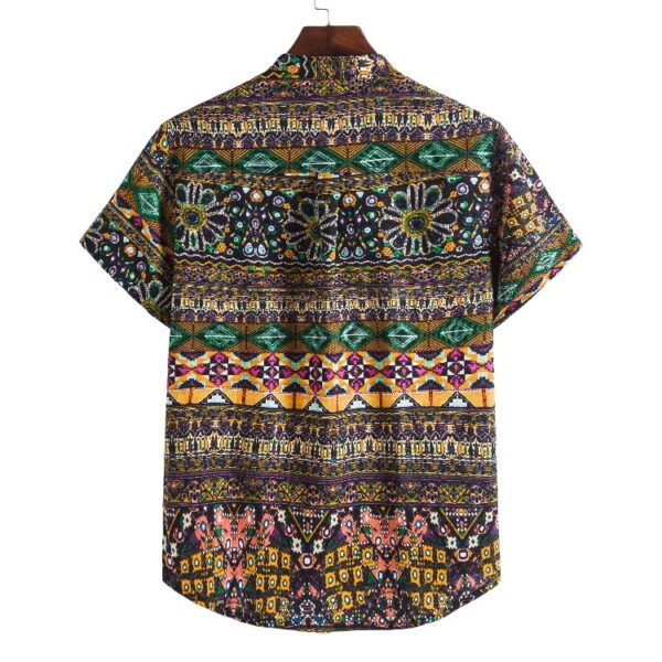 Expressive Print Short Sleeve Button Up Shirts - Image 4