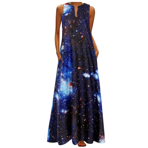Vintage Patchwork Print Casual Maxi Sleeveless Long Dress - Image 20