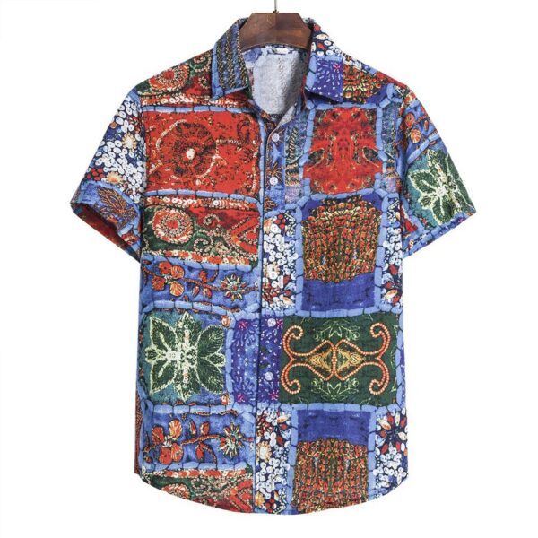 Expressive Print Short Sleeve Button Up Shirts - Image 2