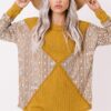 Orange Geometric Print Ribbed Knit Top - Image 2