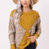 Orange Geometric Print Ribbed Knit Top - Image 7