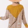 Orange Geometric Print Ribbed Knit Top - Image 3