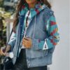 Geometric Print Denim Jacket