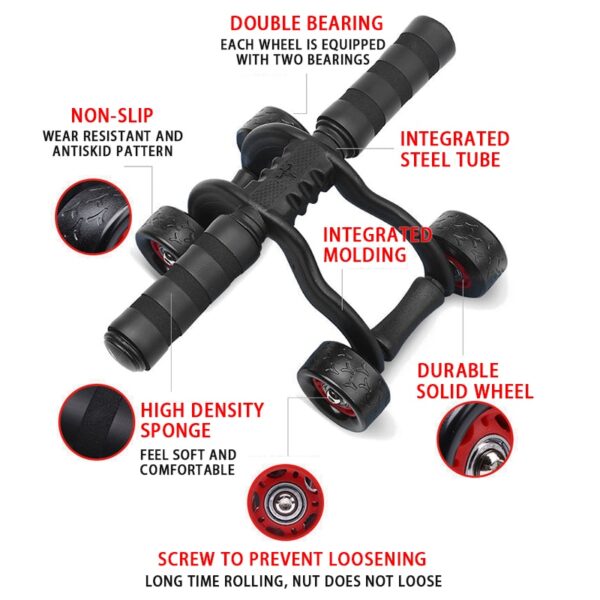 Abdominal Wheels Abdominal Muscles Training Roller Ab Wheel with Mat Bodybuilding Fitness Gym Equipment Core Exercise At Home - Image 4